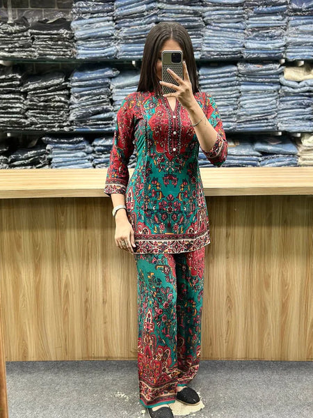 Printed Asymmetric Rayon Co-Ord Set