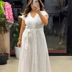 Aashrute Aahana Pure Cotton Button Maxi Dress