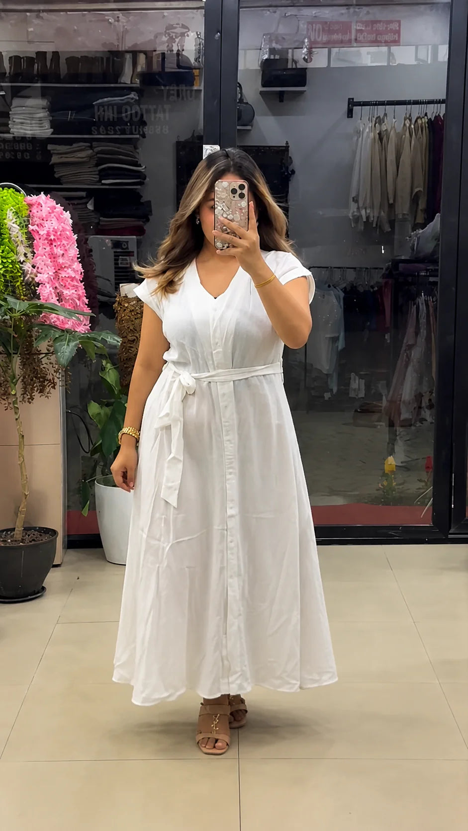 Aashrute Aahana Pure Cotton Button Maxi Dress