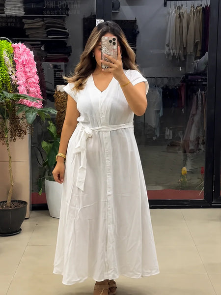Aashrute Aahana Pure Cotton Button Maxi Dress