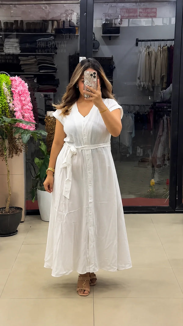 Aashrute Aahana Pure Cotton Button Maxi Dress