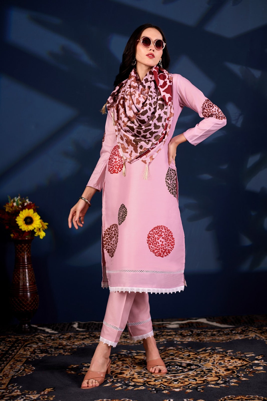 Blush Royale Printed 3-Piece Suit Set