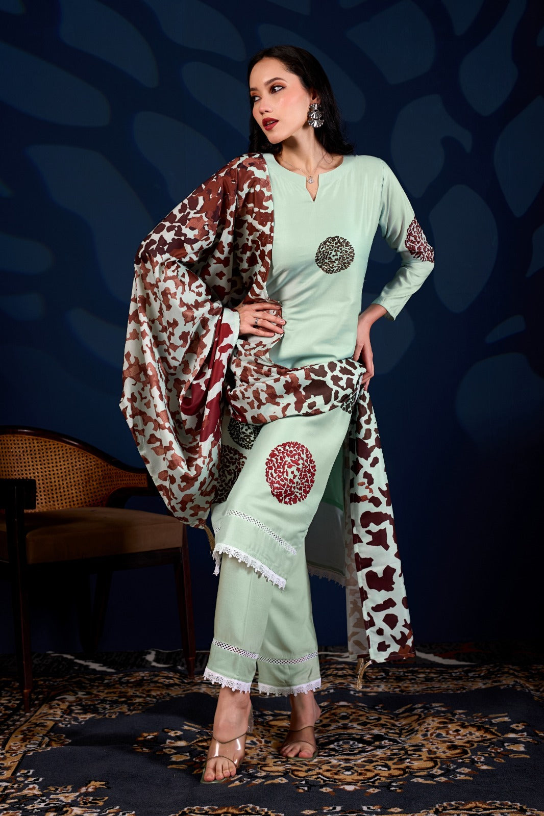 Mint Royale Printed 3-Piece Suit Set for Women