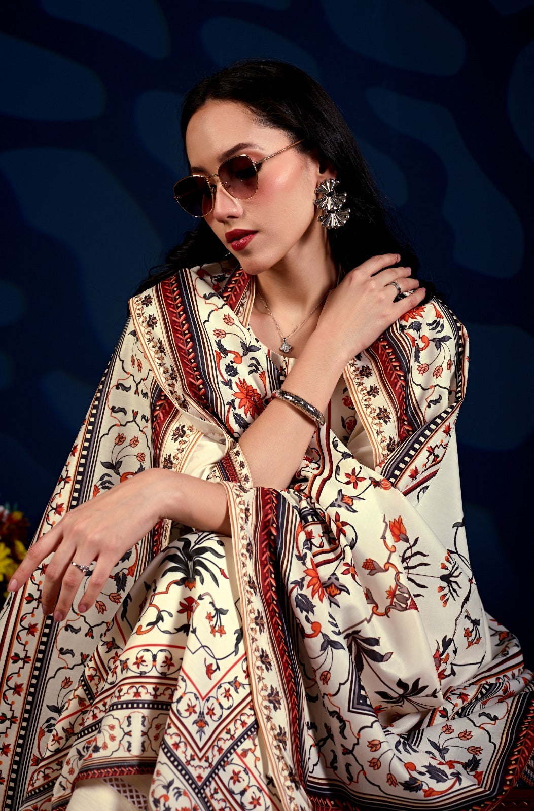 Royal Heritage Floral Printed 3-Piece Suit Set