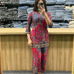 Printed Asymmetric Rayon Co-Ord Set