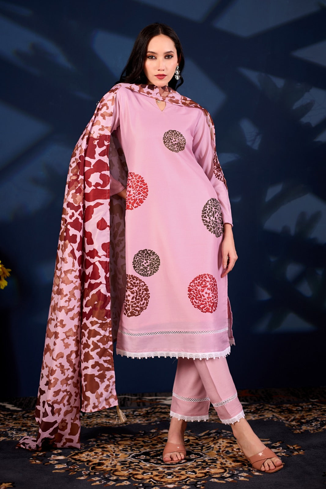 Blush Royale Printed 3-Piece Suit Set
