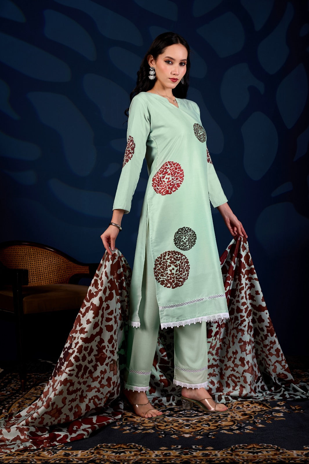 Mint Royale Printed 3-Piece Suit Set for Women