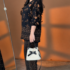 Elegant Midnight Flora & Geometric Print Co-ord Set