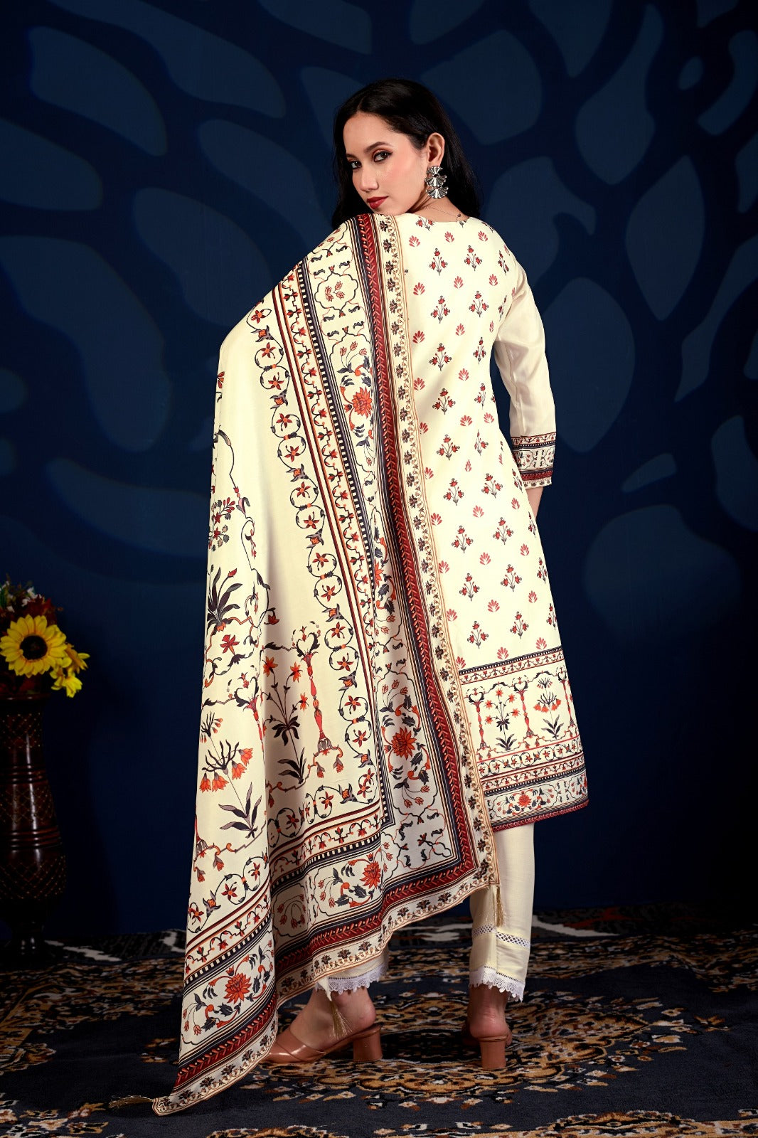Royal Heritage Floral Printed 3-Piece Suit Set