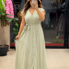 Aashrute Aahana Pure Cotton Button Maxi Dress