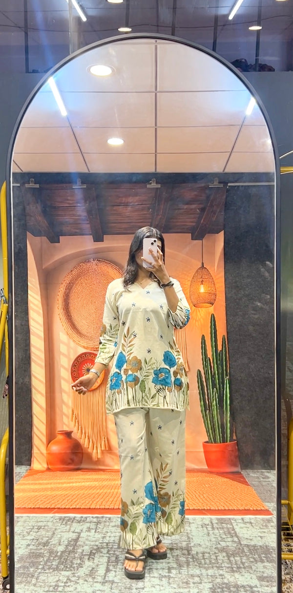 Azure Bloom Printed Co-Ord Set