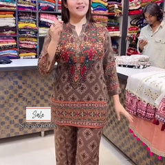Ethnic Brown Printed Stylish Co-Ord Set