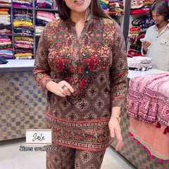Ethnic Brown Printed Stylish Co-Ord Set