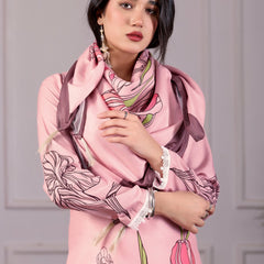 Floral Printed Pink 3-Piece Suit Set with Dupatta