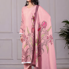 Floral Printed Pink 3-Piece Suit Set with Dupatta