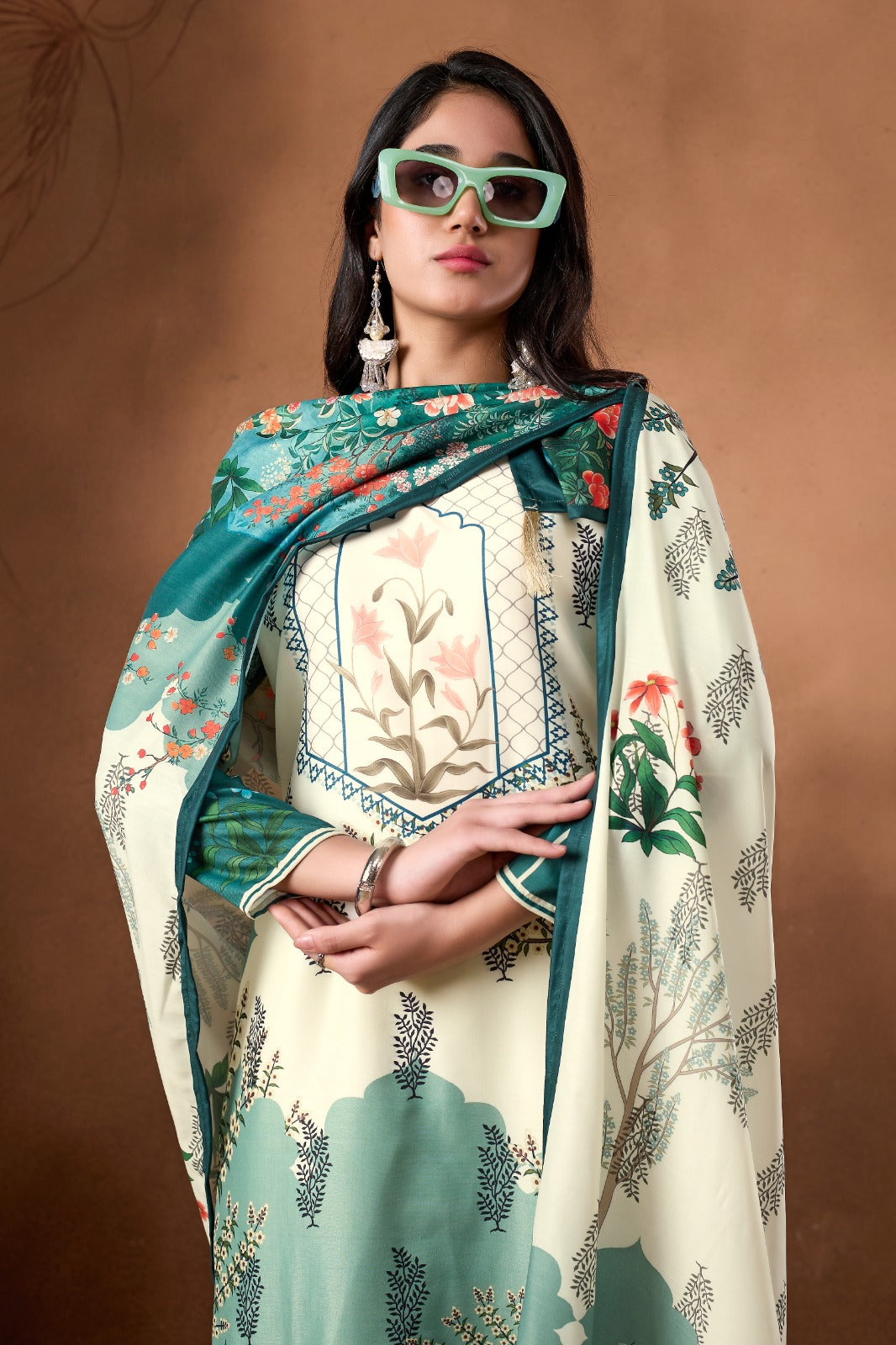 Emerald Garden Printed 3-Piece Suit Set