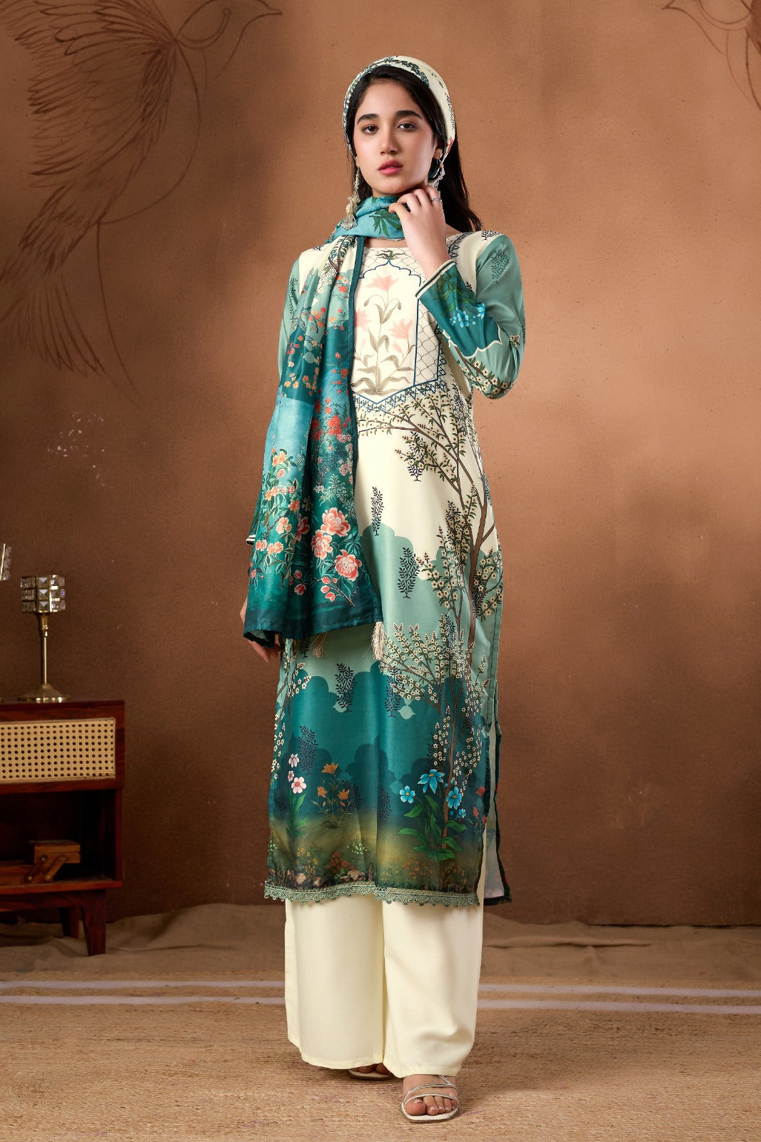 Emerald Garden Printed 3-Piece Suit Set