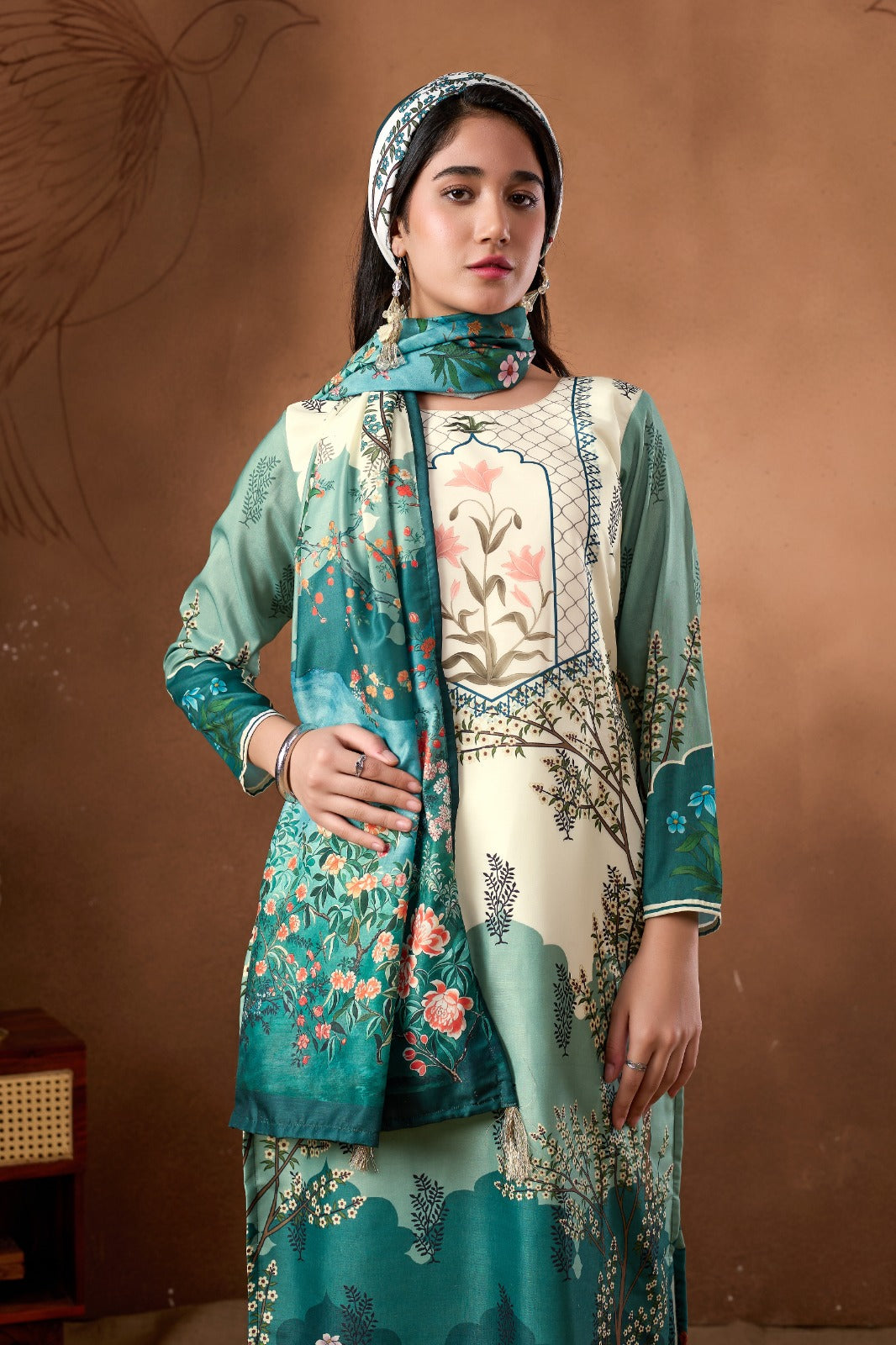 Emerald Garden Printed 3-Piece Suit Set