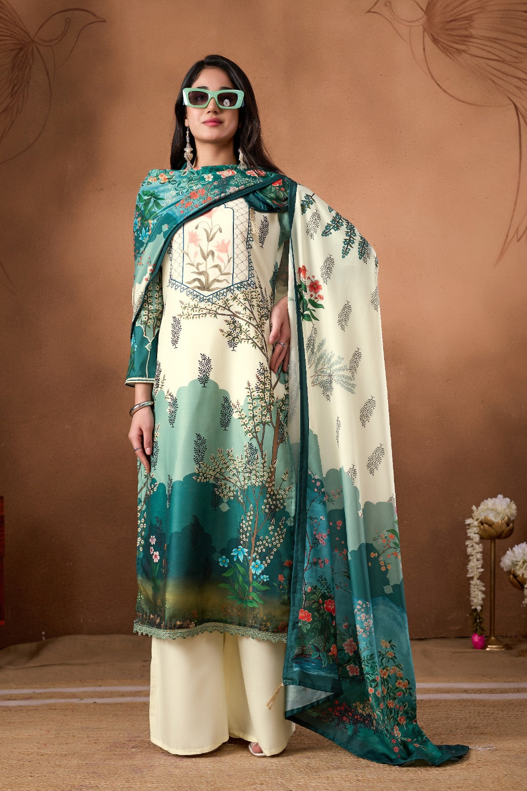 Emerald Garden Printed 3-Piece Suit Set