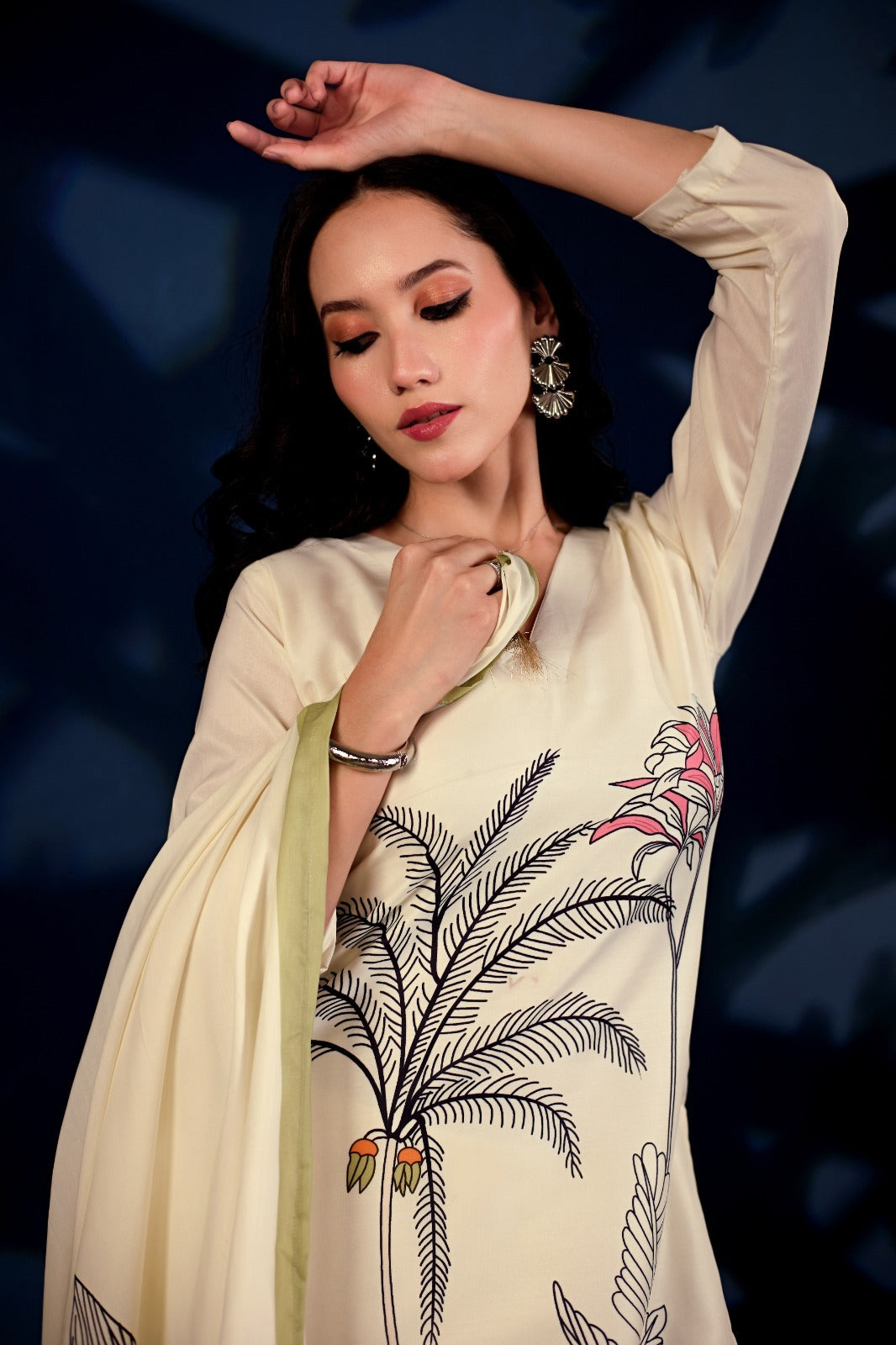 Ivory Botanica Printed 3-Piece Suit Set