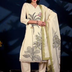 Ivory Botanica Printed 3-Piece Suit Set