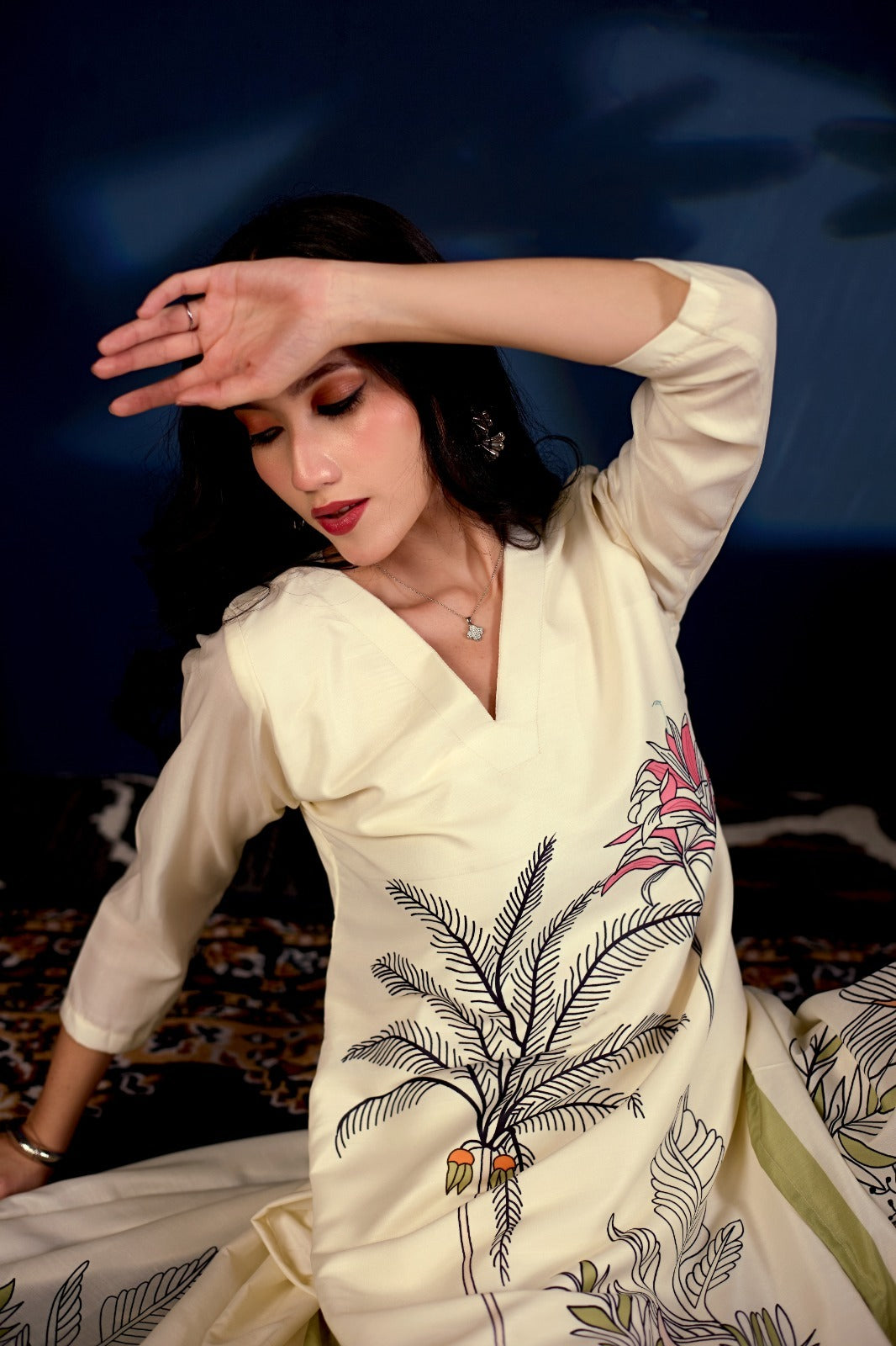 Ivory Botanica Printed 3-Piece Suit Set