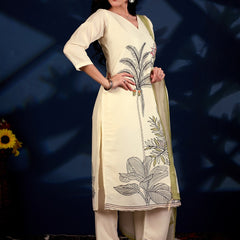 Ivory Botanica Printed 3-Piece Suit Set