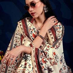 Ivory Floral Printed Anarkali Cord Set