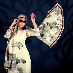 Ivory Floral Printed Anarkali Cord Set