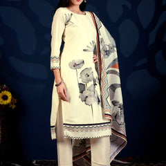 Ivory Floral Printed Anarkali Cord Set