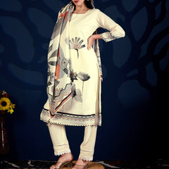 Ivory Floral Printed Anarkali Cord Set