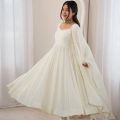 Ivory Elegance Anarkali Suit Set for Women