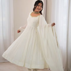 Ivory Elegance Anarkali Suit Set for Women