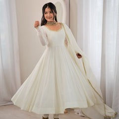 Ivory Elegance Anarkali Suit Set for Women