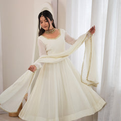 Ivory Elegance Anarkali Suit Set for Women
