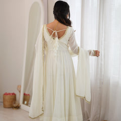 Ivory Elegance Anarkali Suit Set for Women