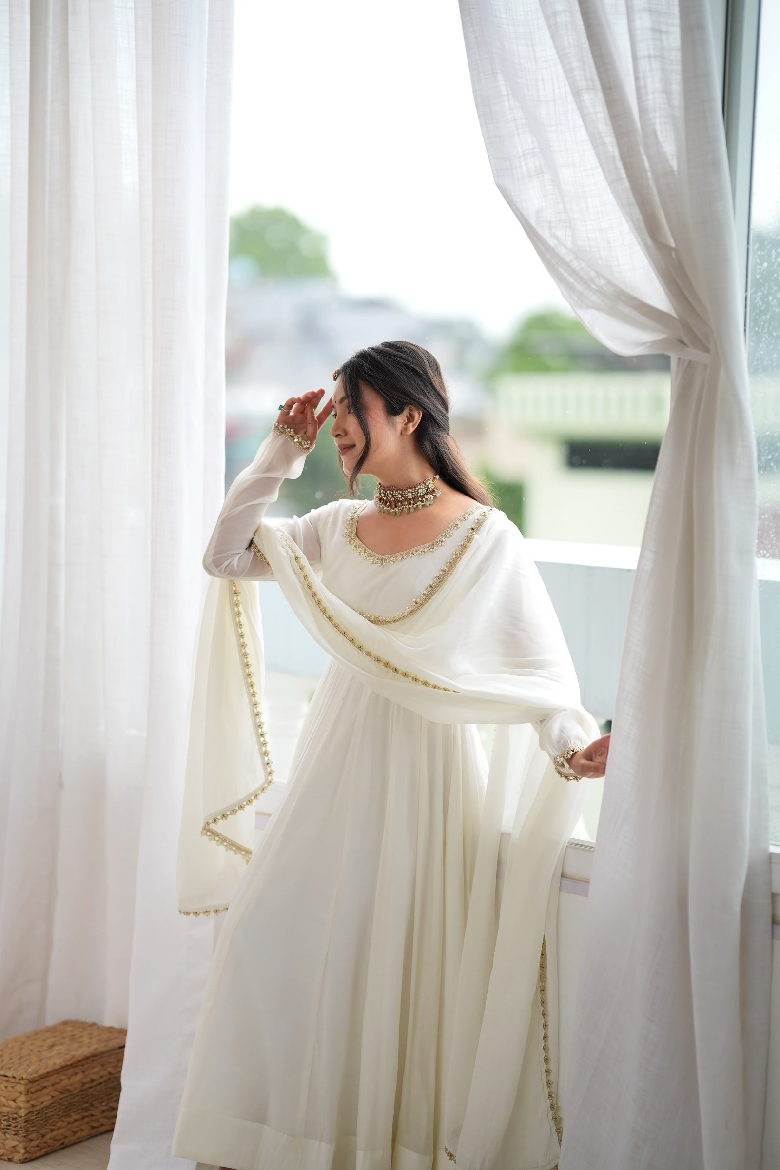 Ivory Elegance Anarkali Suit Set for Women