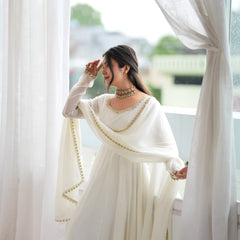 Ivory Elegance Anarkali Suit Set for Women