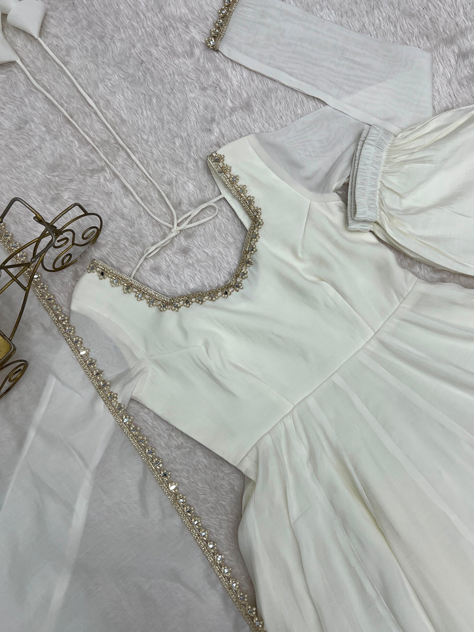 Ivory Elegance Anarkali Suit Set for Women