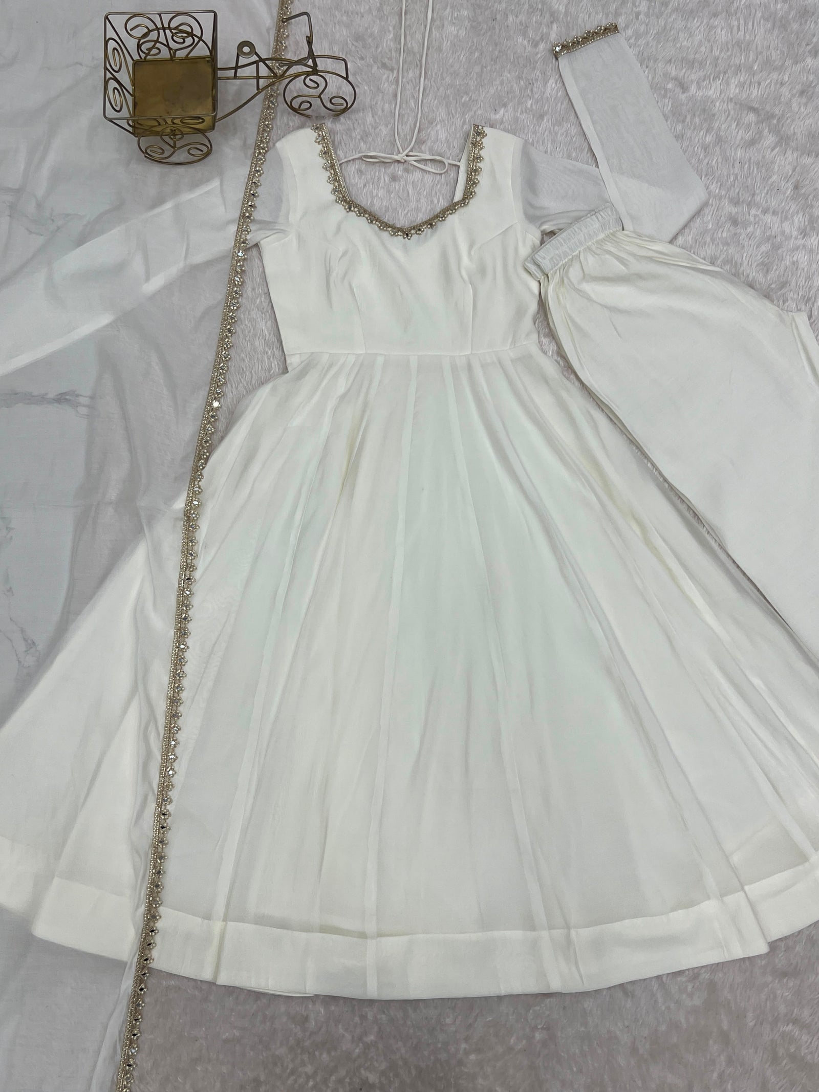Ivory Elegance Anarkali Suit Set for Women
