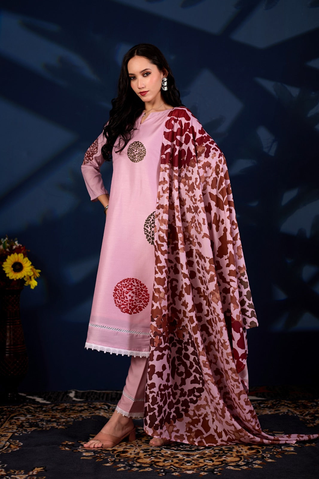 Blush Royale Printed 3-Piece Suit Set