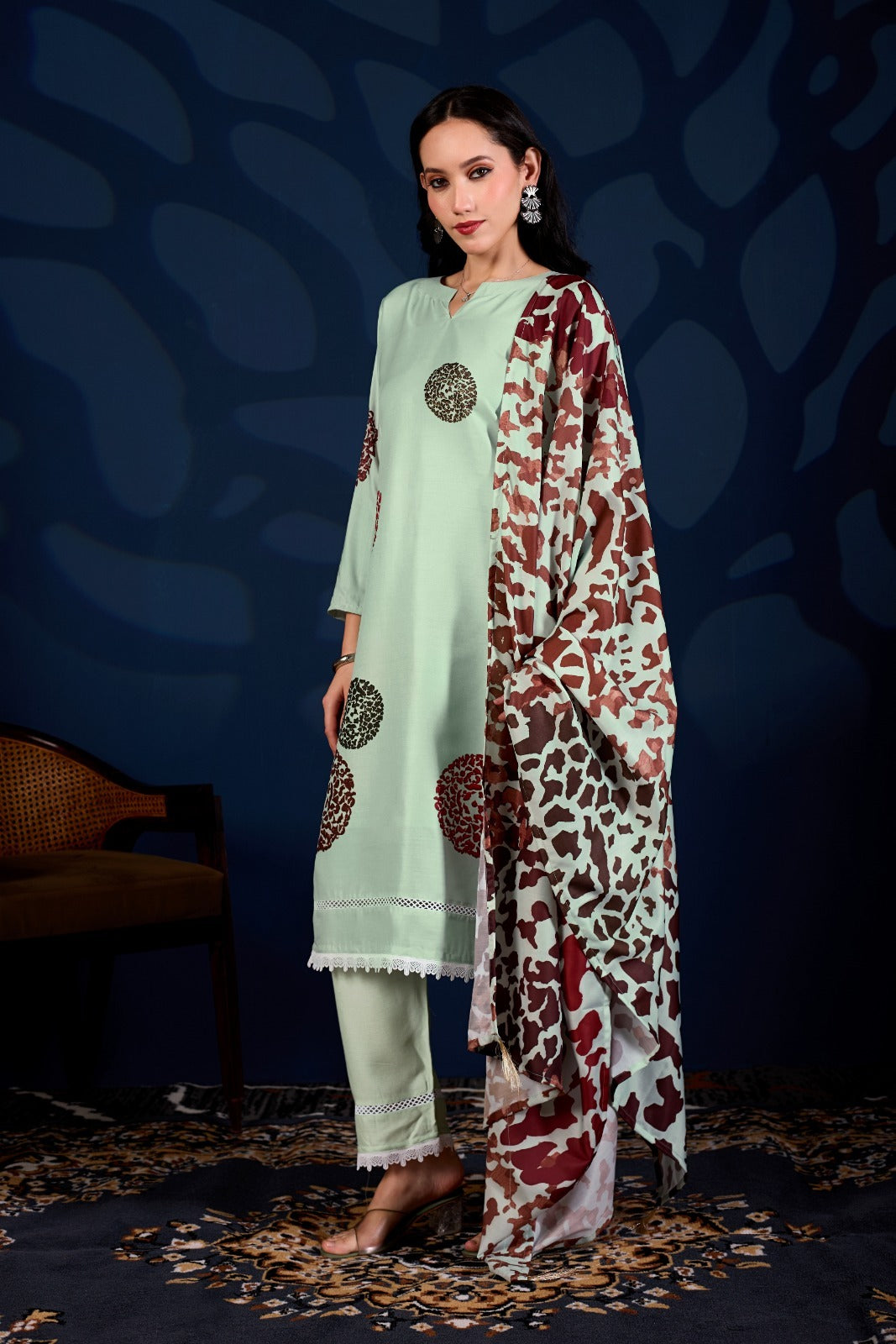 Mint Royale Printed 3-Piece Suit Set for Women