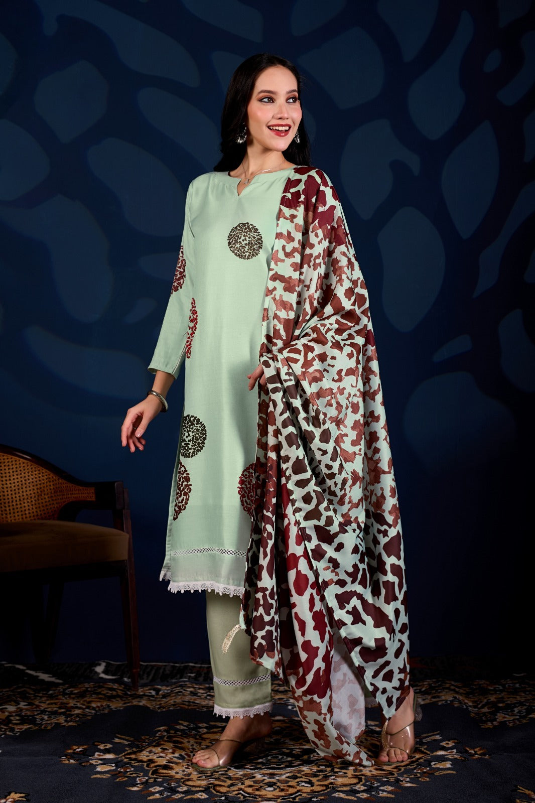 Mint Royale Printed 3-Piece Suit Set for Women