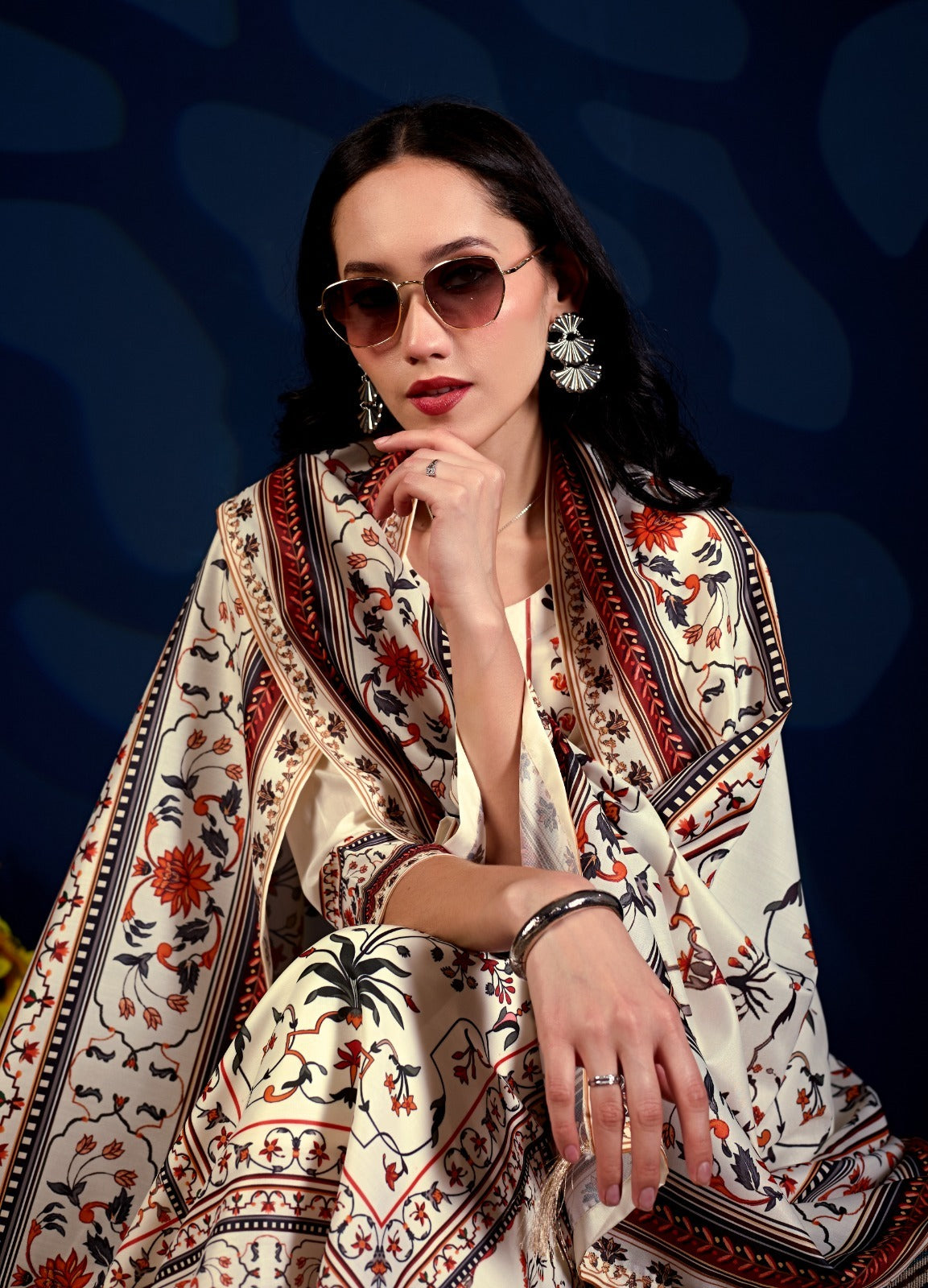 Royal Heritage Floral Printed 3-Piece Suit Set
