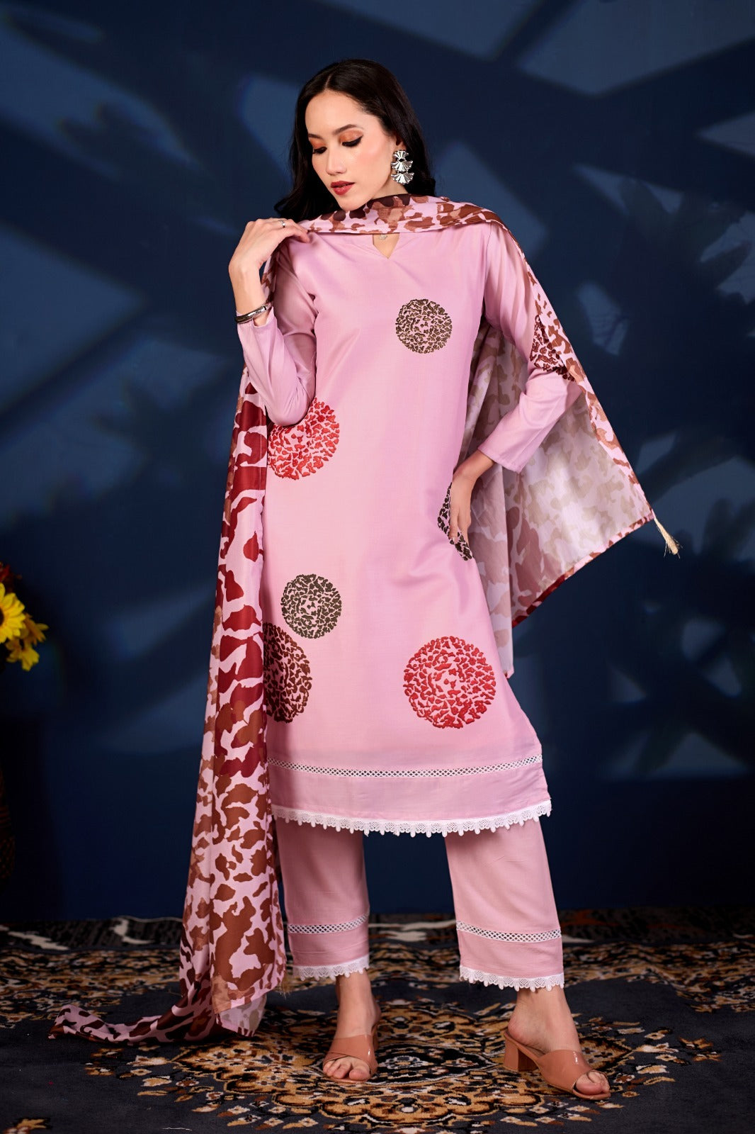 Blush Royale Printed 3-Piece Suit Set