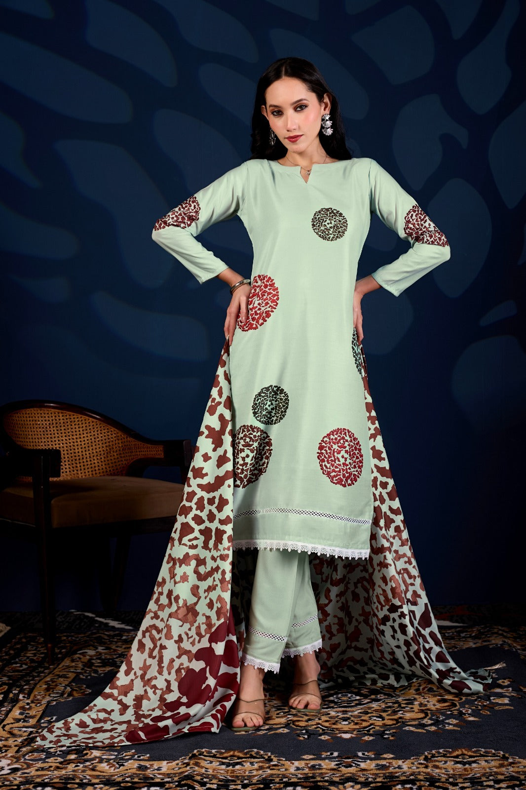 Mint Royale Printed 3-Piece Suit Set for Women