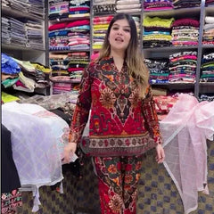 Trendy Asymmetric Printed Top Palazzo Set
