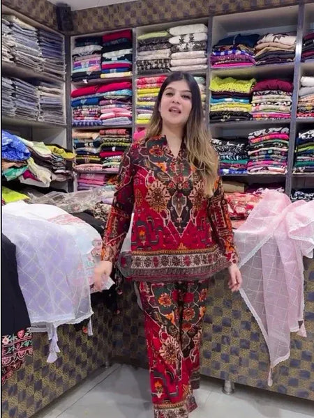 Trendy Asymmetric Printed Top Palazzo Set